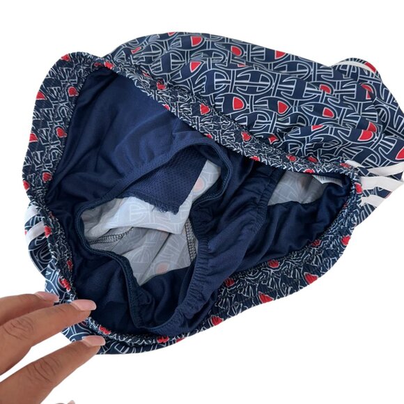 Champion Women Navy/Red Athletic Running Shorts SZ S Build-Brief  Logo Pattern - Picture 11 of 11